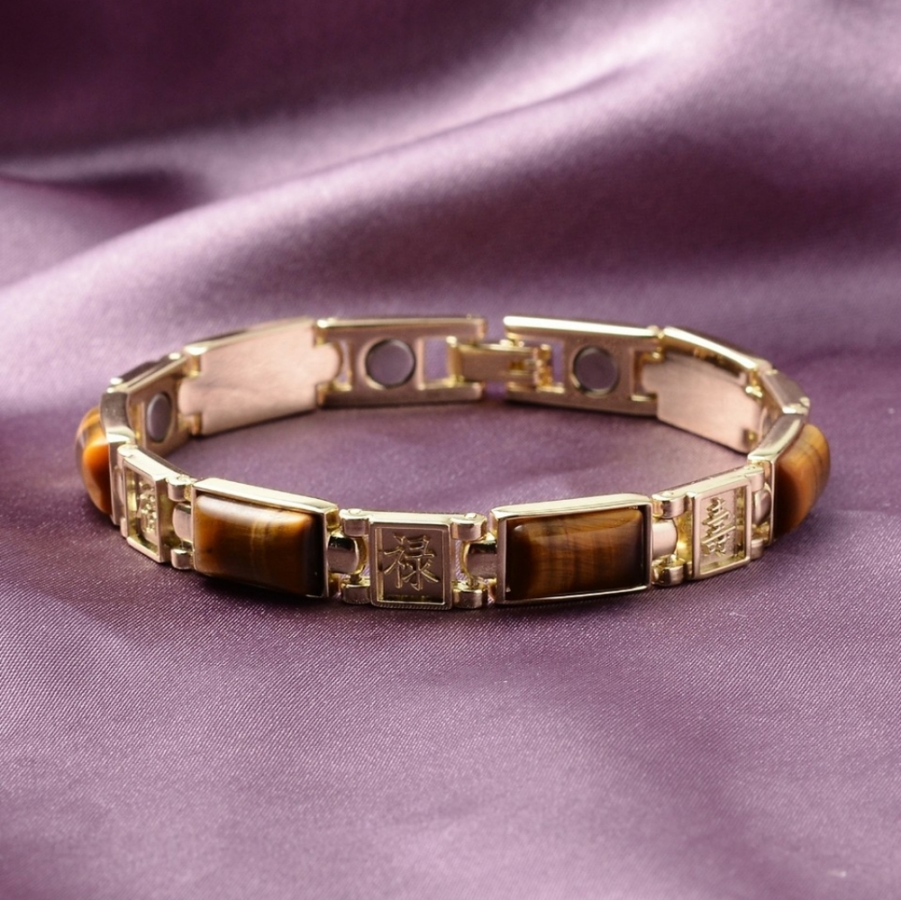NWT Magnetic by Design Tiger's Eye Chinese Blessings Bracelet